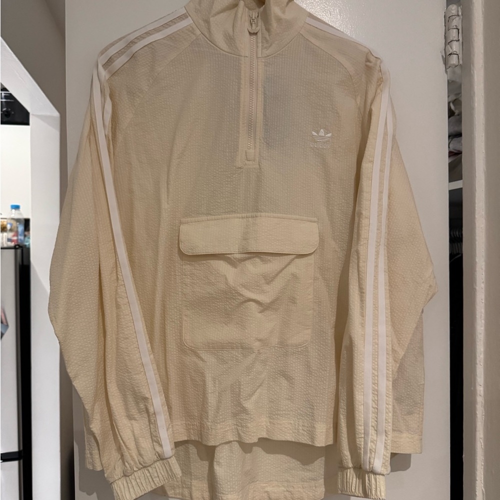 NWT adidas quarter zip creme searsucker